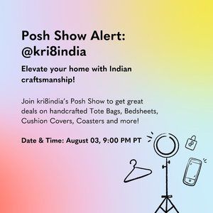 Posh Show Alert: kri8india on August 3rd at 9 PM PT 🤩